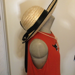 ポニーテール用麦わら帽子　「Nero(黒)」リボン　II  ハット 3枚目の画像