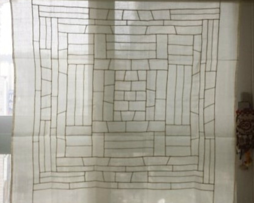 ポジャギタペストリーお値下げです。最終価格専用です。 ポジャギタペストリー 薄ベージュ 100×100cm （C-16