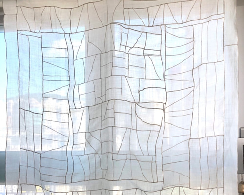 ポジャギアンティークタペストリー 韓山モシ（C1）ｵﾌﾎﾜｲﾄ 110