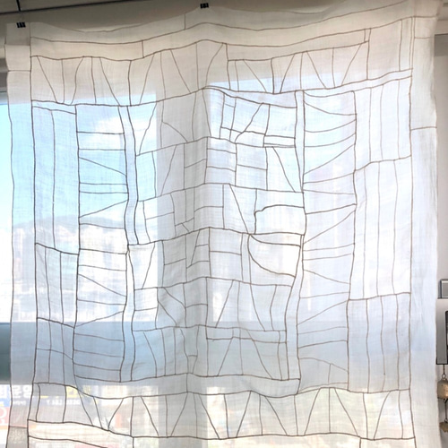 ポジャギ（韓国モシタペストリー） ポジャギアンティークタペストリー 韓山モシ（C1）ｵﾌﾎﾜｲﾄ 110