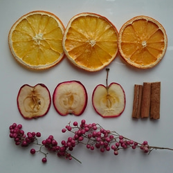 オレンジ(3枚)姫リンゴ(3枚)シナモンスティック(4本)ペッパーベリー(4g) 2枚目の画像