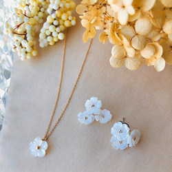 白い花束 シェルフラワーのイヤリング・ピアス 5枚目の画像