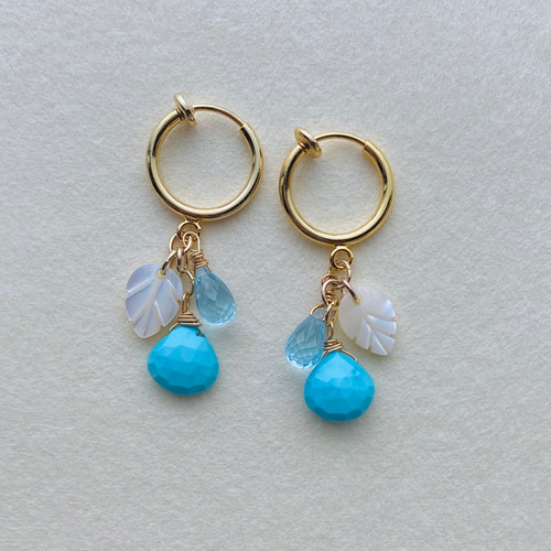 スリーピングビューティーターコイズ×スカイブルートパーズのフープ  