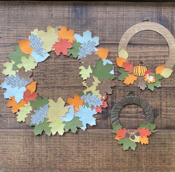 おうちハンドメイド ＊ 秋の葉っぱリースキット 2枚目の画像
