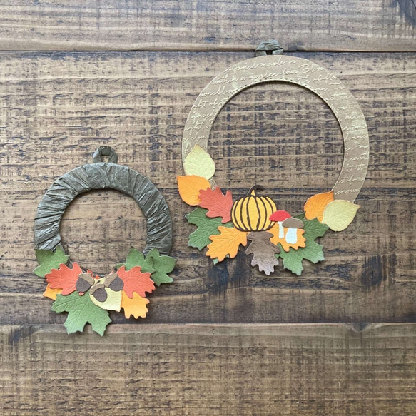 おうちハンドメイド ＊ 秋の葉っぱリースキット 3枚目の画像