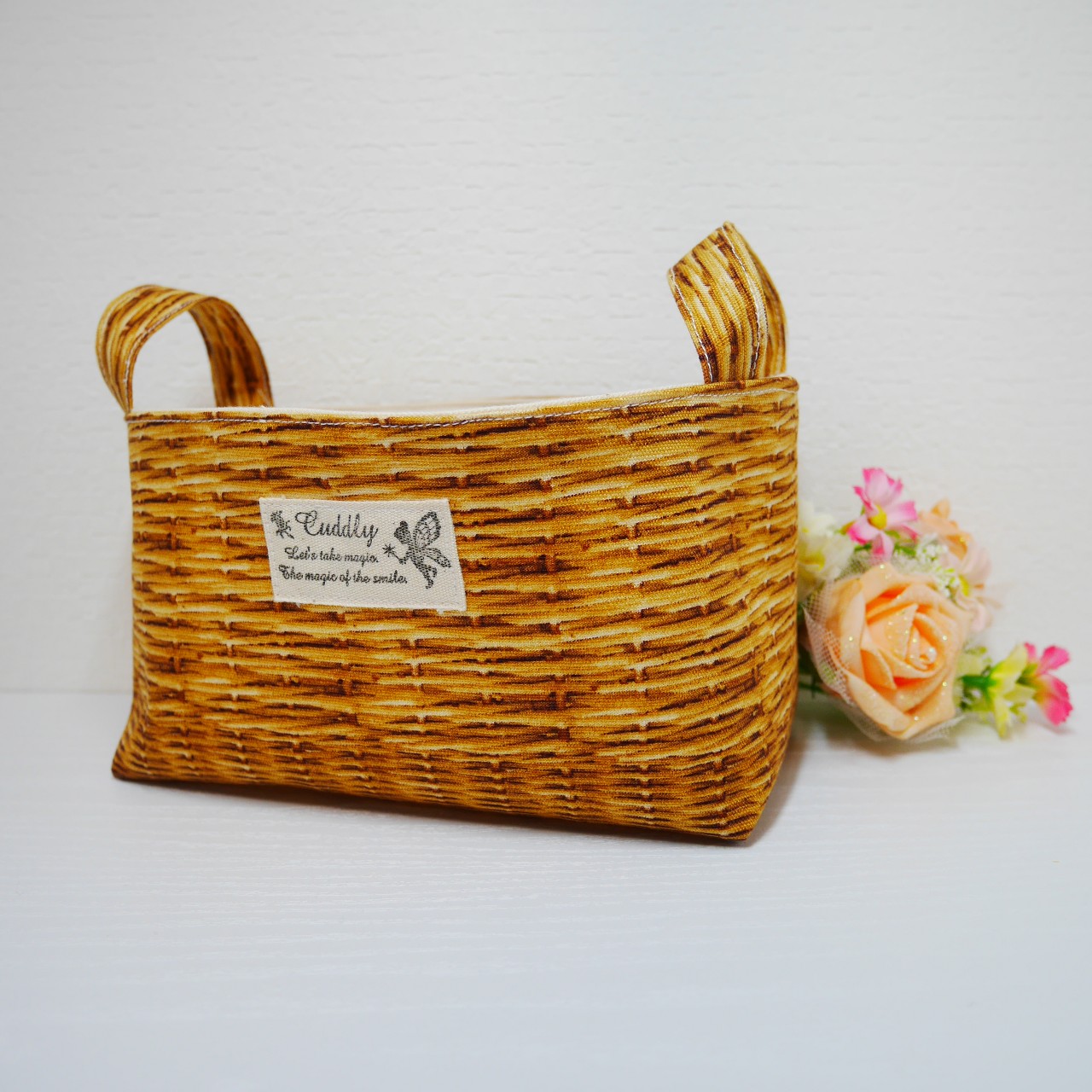 専用】猫柄☆布バスケット ハンドメイド 布小物入れ 2点 猫柄☆布