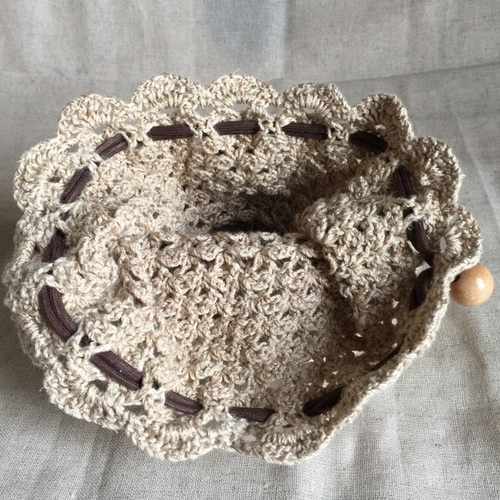 ワッフル編みのきんちゃく袋 巾着袋 さっちゃん堂 通販 1496655