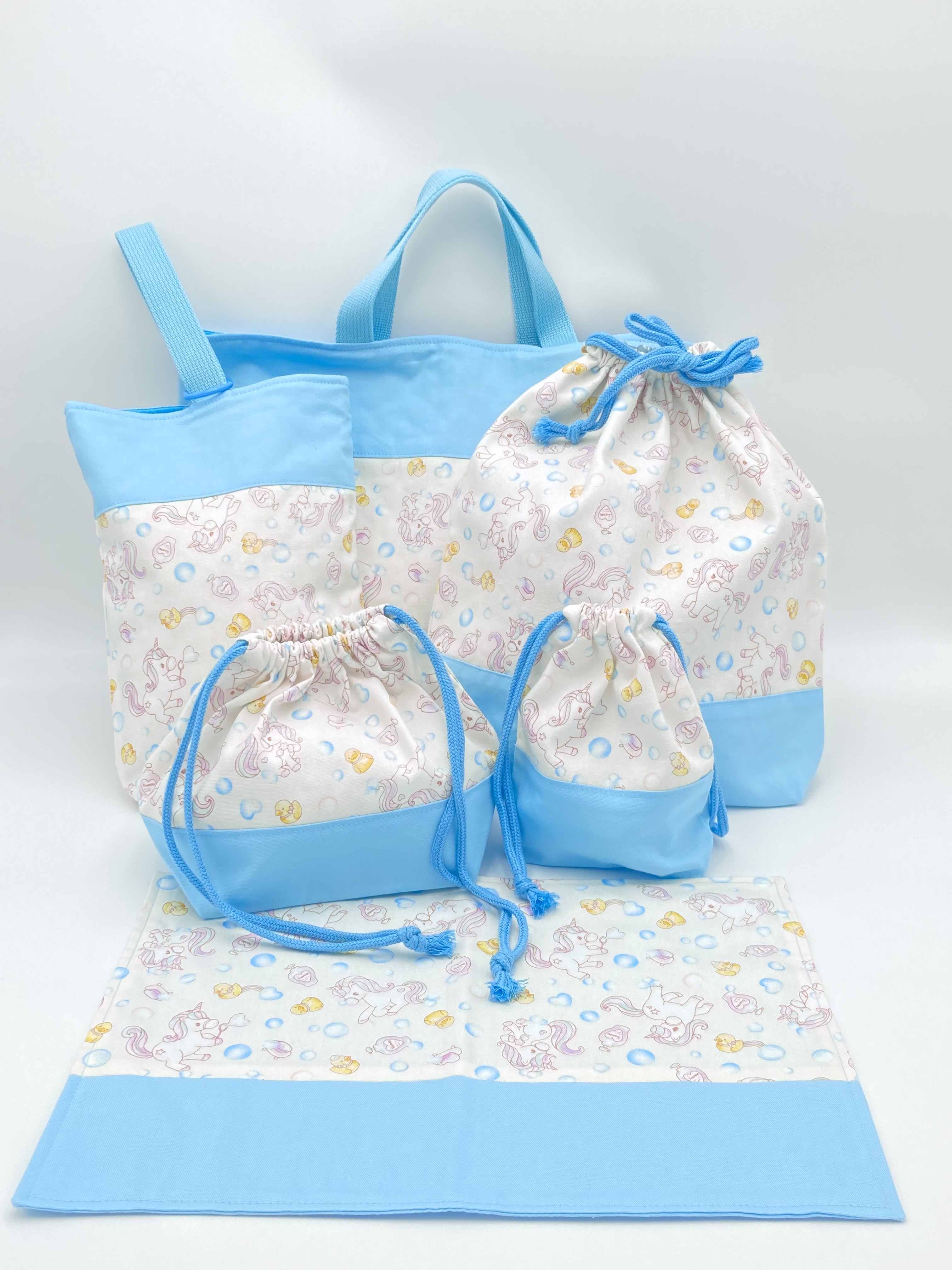 入園グッズ　6点セット　レッスンバッグ　シューズバック　体操服袋　コップ袋　お弁当袋　ランチマット　ペガサス　シャボン