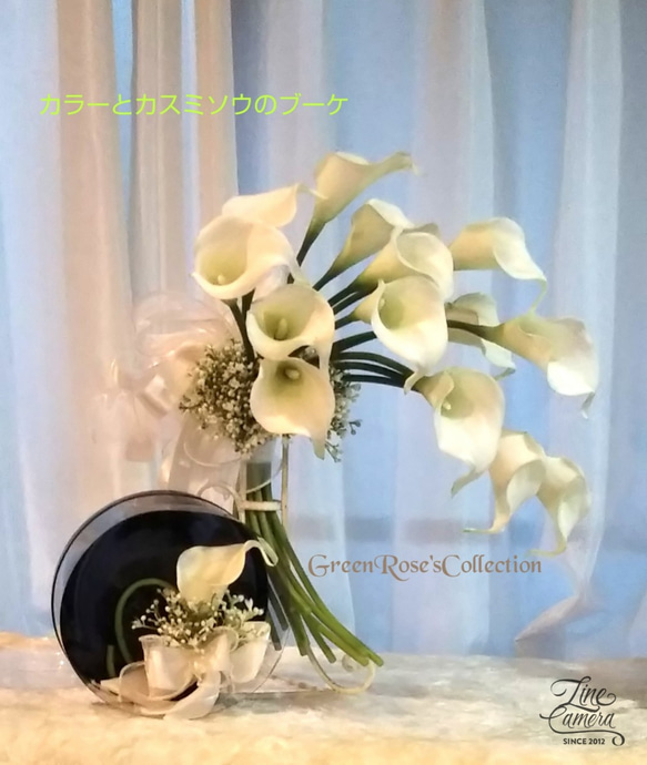 再販できます‼カラーとカスミ草のクラッチブーケ　G&R作品　アーティフィシャルフラワー仕様のオリジナルデザイン 4枚目の画像