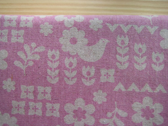 北欧風　森の小鳥さんマルチケース　綿麻　ピンク 4枚目の画像