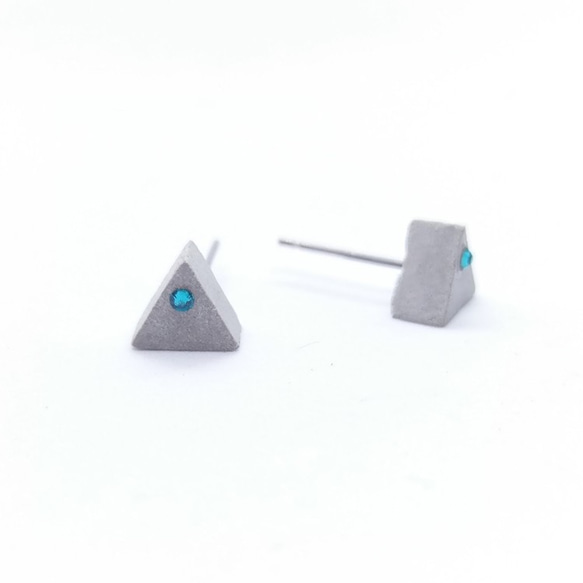 クラシック‧三角形のイヤリング_青いダイヤモンド（具体的なWenchuang /セメント/耳のイヤリング/スワロフスキーラインス 3枚目の画像