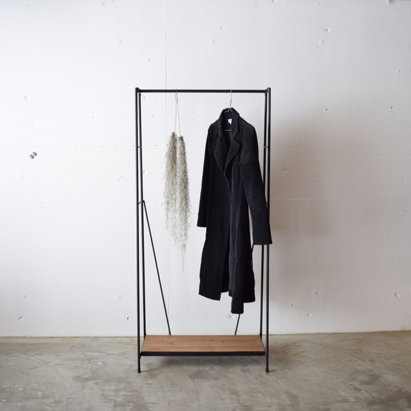 専用　特注フルオーダー　古材　ハンガーラック　無垢材　12/07まで出品予定 フクダクラフト ハンガーラック A型 棚付 天然木フレーム 幅75cm