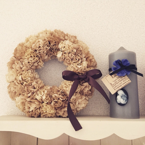 再販】紅茶&珈琲の手染めペーパーフラワーリース リース mico♡me 通販 