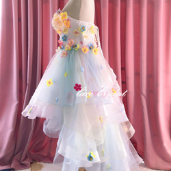 手作りお花ドレス披露宴結婚式ビスチェチュールウェディングドレスオーダーメイド10 2枚目の画像