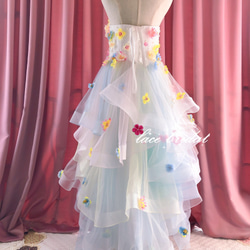 手作りお花ドレス披露宴結婚式ビスチェチュールウェディングドレスオーダーメイド10 5枚目の画像