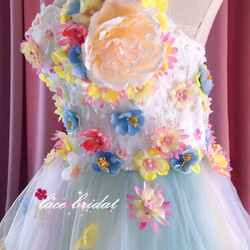 手作りお花ドレス披露宴結婚式ビスチェチュールウェディングドレスオーダーメイド10 6枚目の画像