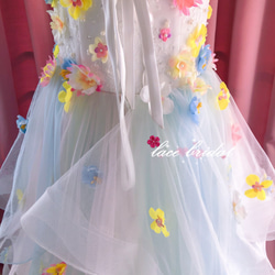 手作りお花ドレス披露宴結婚式ビスチェチュールウェディングドレスオーダーメイド10 7枚目の画像