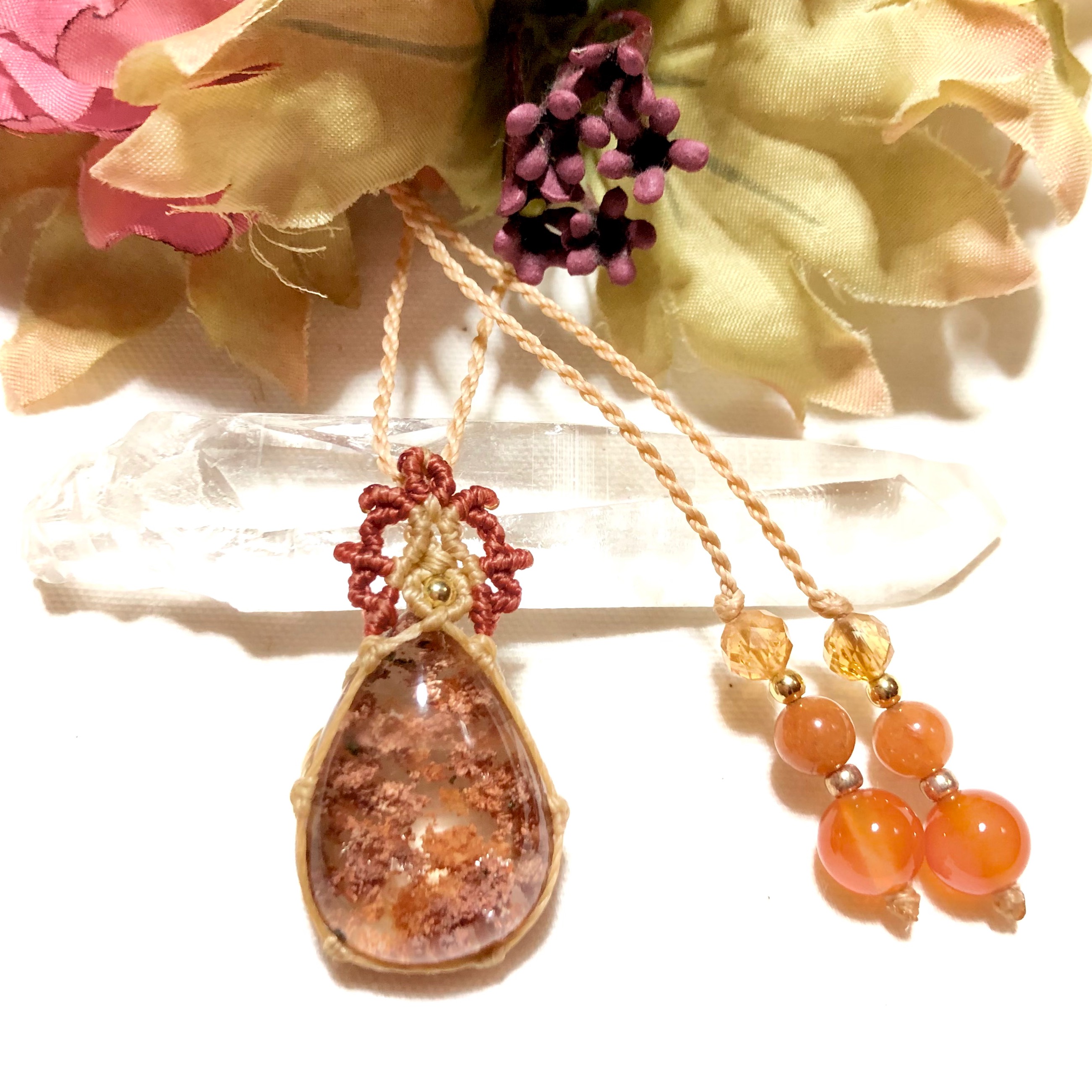 ♥︎︎∗︎*ﾟ〜 Great nature 〜 ガーデンクォーツのマクラメペンダント