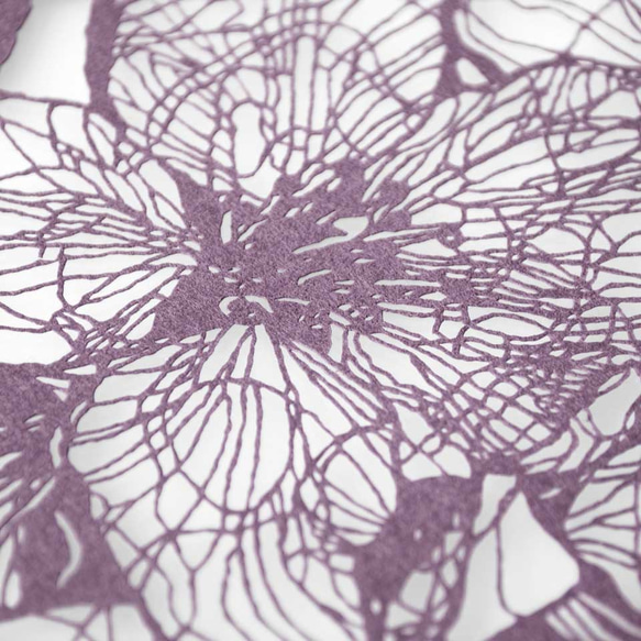 切り絵 桜 フローターフレーム 透明背景 深紫の色渋紙 4枚目の画像
