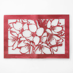 切り絵ブックカバー 桜 透明背景 赤の色渋紙 文庫本サイズ 2枚目の画像