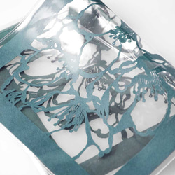 切り絵ブックカバー 桜 透明背景 青グレーの色渋紙 文庫本サイズ 4枚目の画像