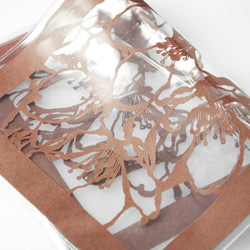 切り絵ブックカバー 桜 透明背景 茶の渋紙 文庫本サイズ 4枚目の画像