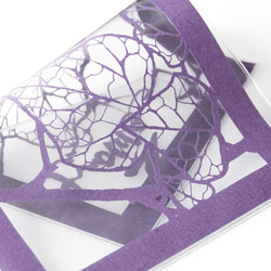 切り絵ブックカバー 文字入れ 名入れ 名前 蔦 葉 深紫の色渋紙 透明 文庫本サイズ 4枚目の画像