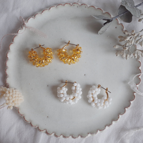 ♡ハンドメイド♡ビジューピアスイヤリング№265 復刻デザイン♡《 Elegant flower bijou circle 》 エレガント