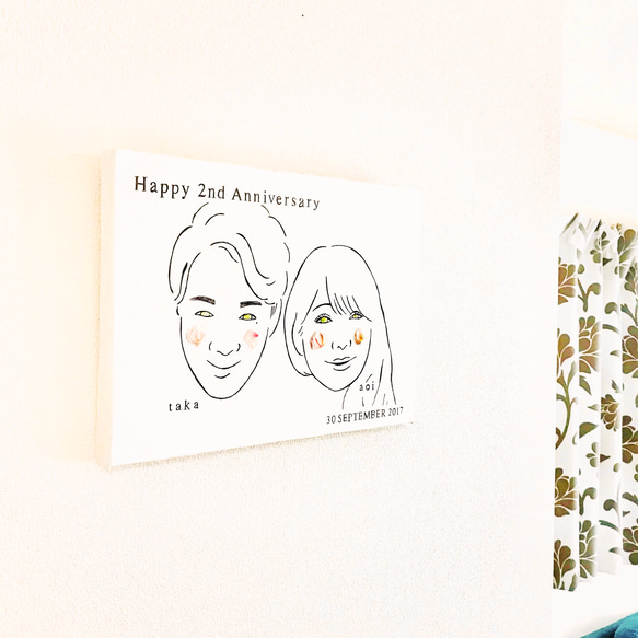 2周年記念 】A4似顔絵アートパネル♡イラストオーダー 記念日 イラスト