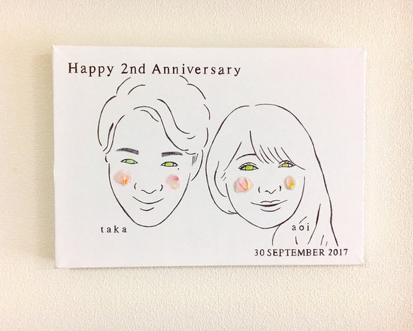 A4 二周年記念ボード 記念品 プレゼント 似顔絵 壁掛け 木製パネル 1枚目の画像