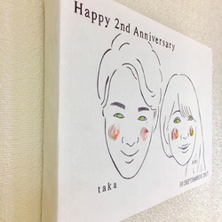A4 二周年記念ボード 記念品 プレゼント 似顔絵 壁掛け 木製パネル 3枚目の画像