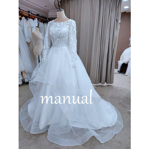 長袖ウェディングドレスパーディ演奏会結婚式披露宴花嫁二次会前撮り  