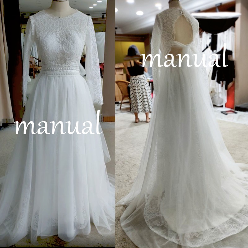 長袖背中リボンウェディングドレス結婚式披露宴花嫁二次会前撮りドレス234 21,510円