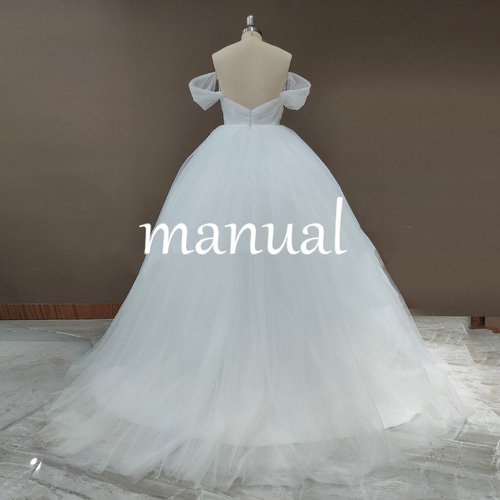 オフショルダーオーバースカートウェディングドレス結婚式披露宴二次会  