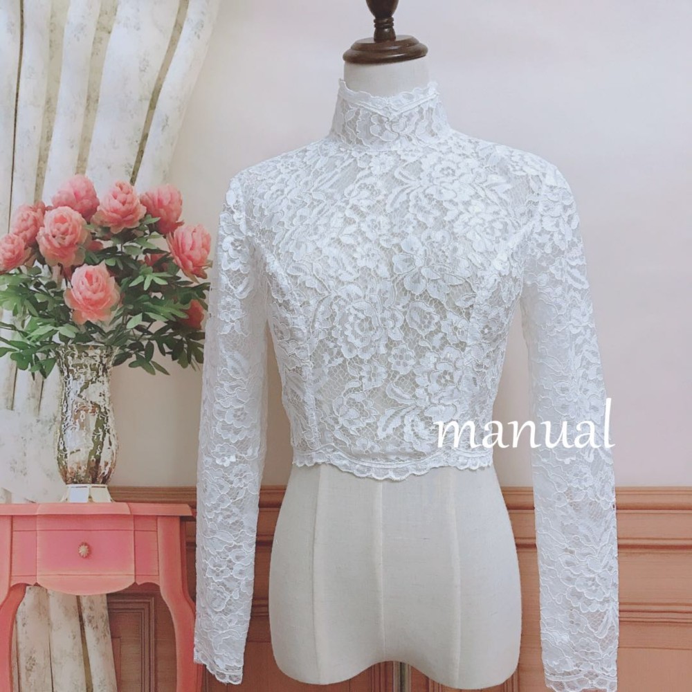 ハイネック ウエディングドレスボレロ ウェディングボレロ ウェディング小物 レースボレロ B008