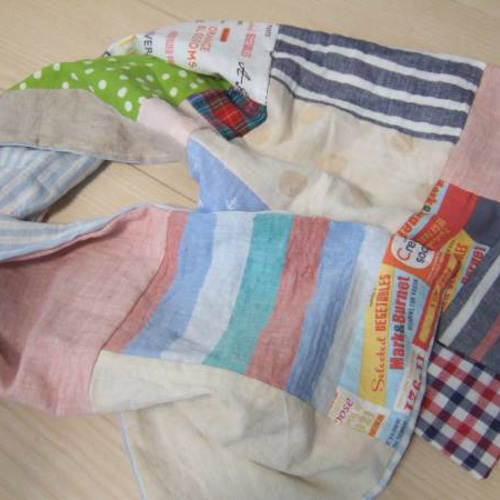 ハンドメイド*リネンガーゼマフラーorフェイスタオルパッチ マフラー  