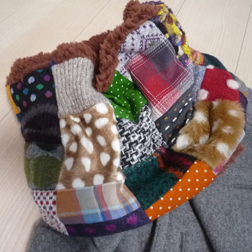 ハンドメイド＊ネックウォーマーカラフルパッチワークファー マフラー  