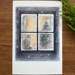 クリスマスと猫のポストカード 4枚セット 1枚目の画像