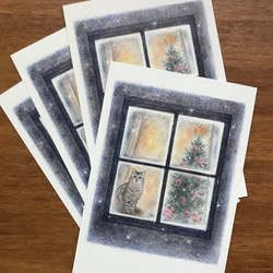 クリスマスと猫のポストカード 4枚セット 4枚目の画像
