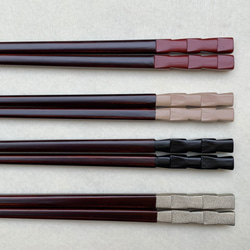 箸　市松　黒×溜塗（長さ23㎝） 5枚目の画像