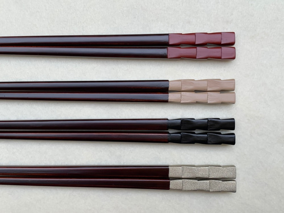 箸　市松　黒×溜塗（長さ23㎝） 5枚目の画像