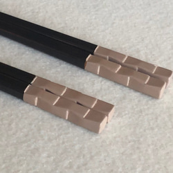 箸　市松　白×溜塗（長さ23㎝） 2枚目の画像