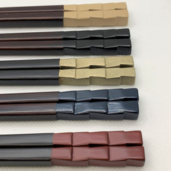 箸　市松　朱×溜塗（長さ23㎝） 3枚目の画像