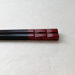 箸　市松　朱×溜塗（長さ21.5㎝） 3枚目の画像