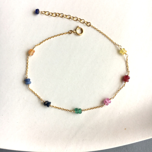 K14GF マルチカラーサファイアブレスレット ブレスレット clé ravi  