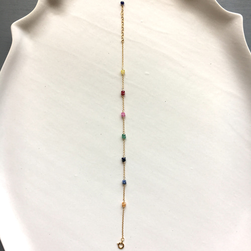 K14GF マルチカラーサファイアブレスレット ブレスレット clé ravi 