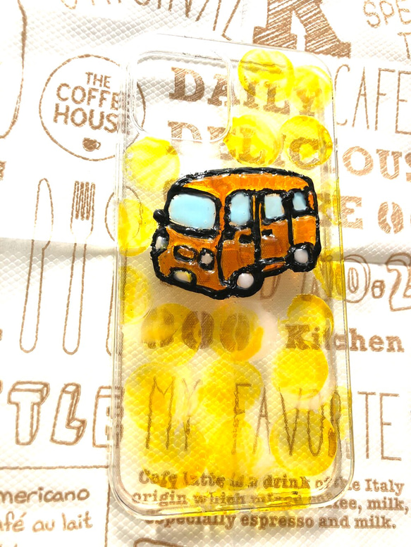 黄色のカーとシャボン玉iPhoneケース 5枚目の画像