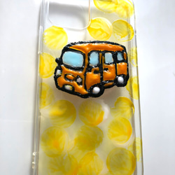 黄色のカーとシャボン玉iPhoneケース 6枚目の画像
