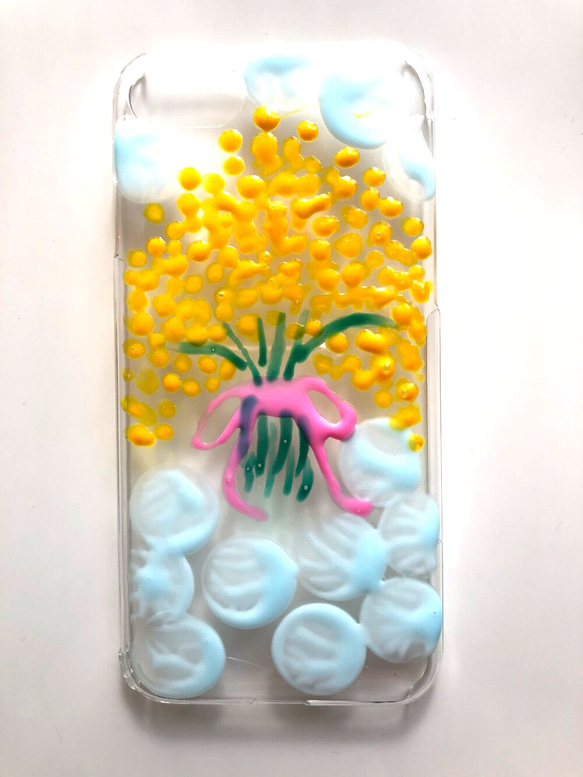 シャボン玉に浮かぶミモザの花束iPhoneケース 10枚目の画像