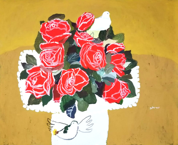 絵本なブックカバー『バラの花瓶』 3枚目の画像